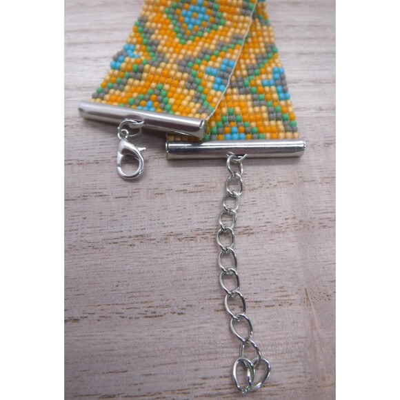 Loom Beaded Bracelet Orange, Gray & Teal - Picture 4 of 4